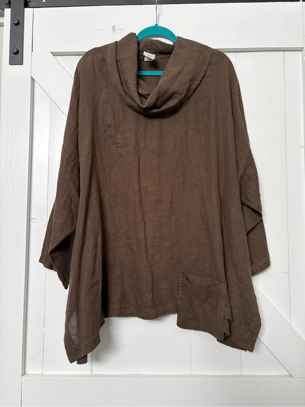 LA Fixsun Lagenlook linen oversized blouse funnel neck made in USA size XL